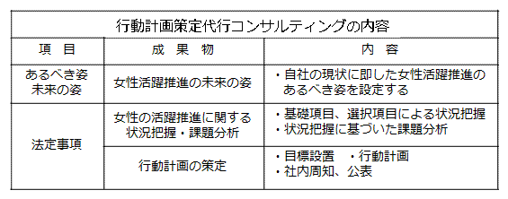 行動計画策定代行コンサルティングの内容